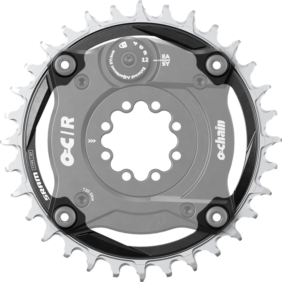 Prato 12V SRAM XX T-TYPE 104 BCD para O-CHAIN