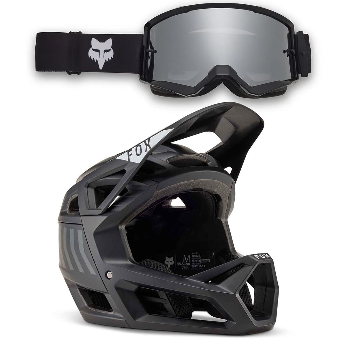 FOX Combo: Capacete BTT PROFRAME NACE Preto + FOX MAIN CORE SPARK Máscara Preto