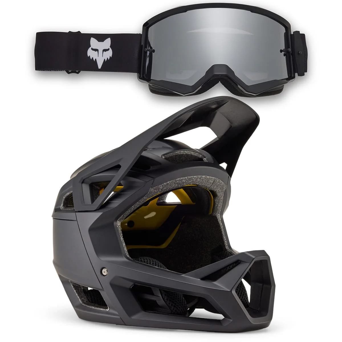 FOX Combo: Capacete PROFRAME MATT MIPS + Máscara MAIN CORE SPARK Preto