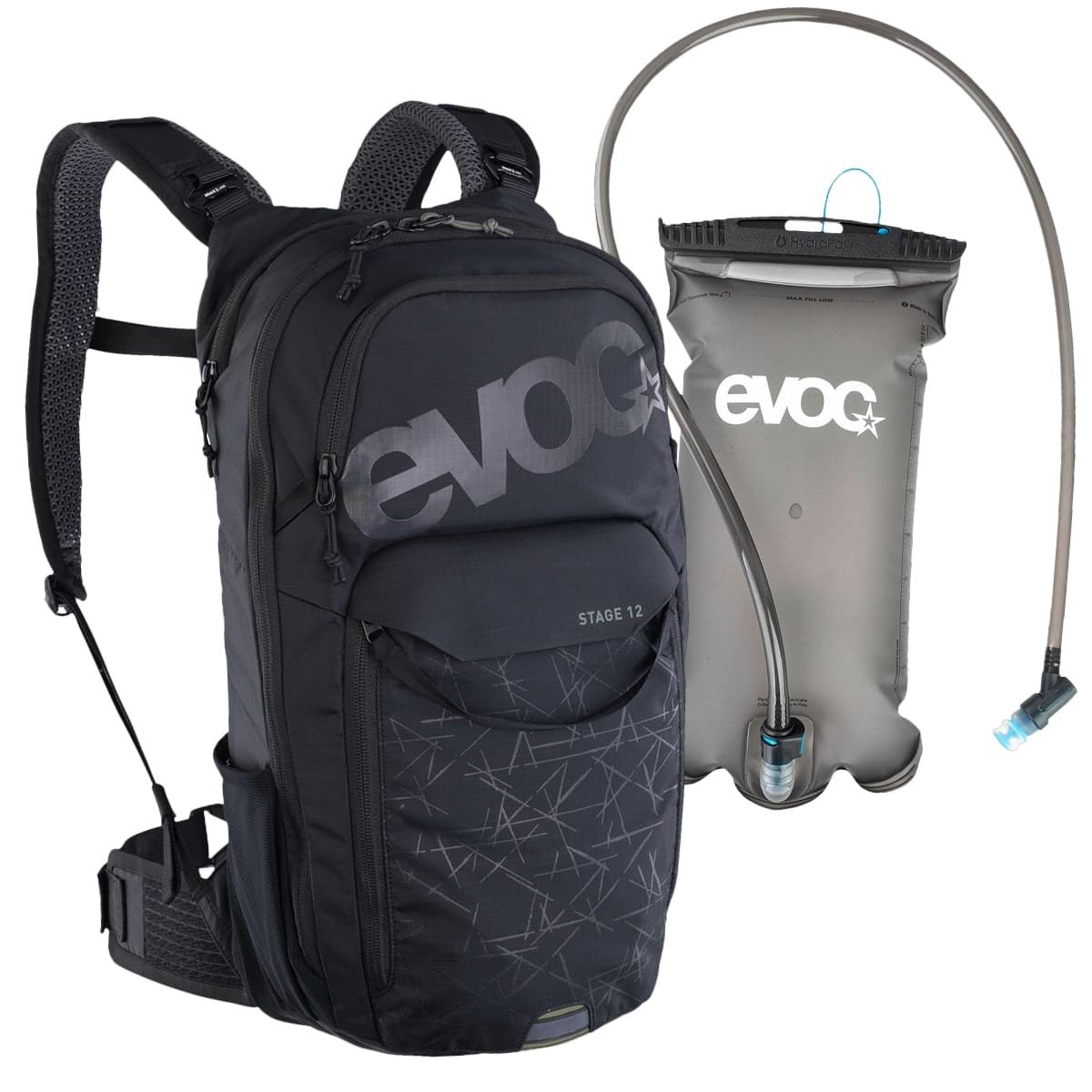 Mochila EVOC STAGE 12 BLACK + bolsa de água EVOC 2L