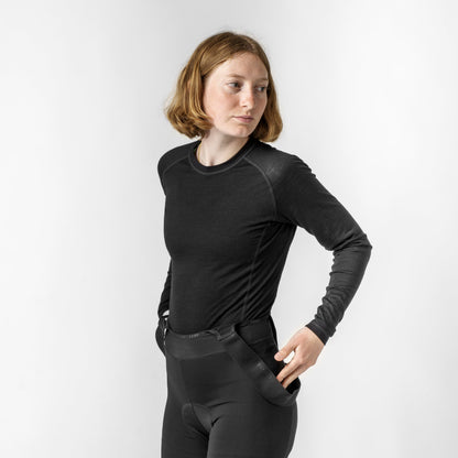Camisola interior de manga comprida para mulher GRIPGRAB MERINO BLEND THERMAL preta